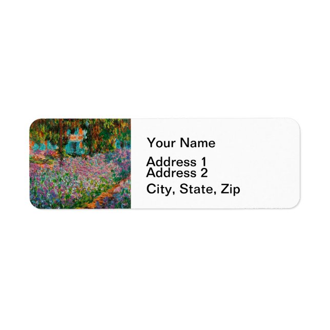 Irises Monet Garden Giverny flowers Return Address Label (Front)