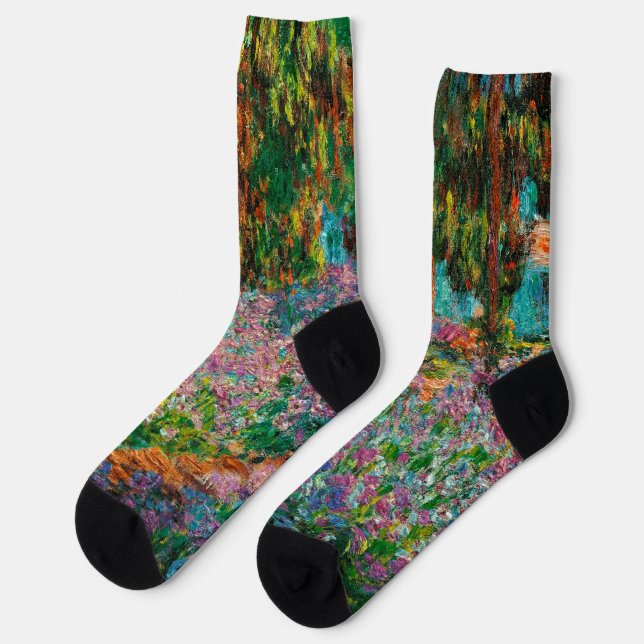 Irises Monet Garden Giverny flowers Socks (Left)