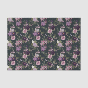 Irises, Orchids, Roses in Purple Decoupage Tissue Paper