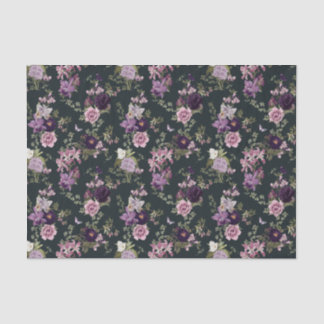 Irises, Orchids, Roses in Purple Decoupage Tissue Paper