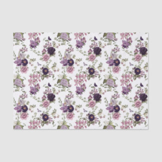 Irises, Orchids, Roses in Purple Decoupage Tissue  Tissue Paper