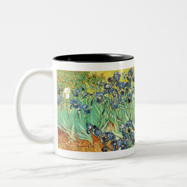 Irises - Van Gogh - c1889 Two-Tone Coffee Mug (Left)
