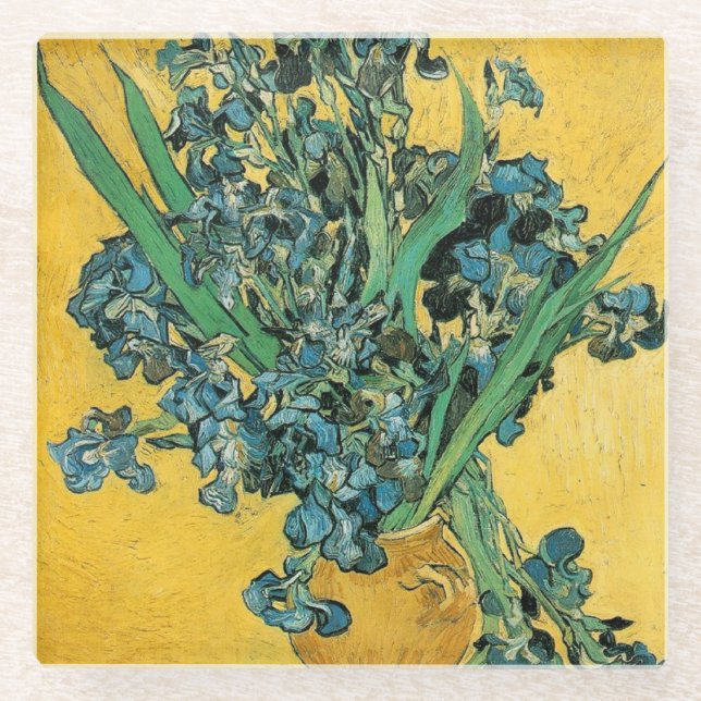 Irises - Van Gogh - c1890 Glass Coaster (Front)