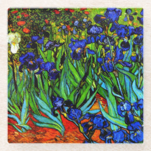 Irises, Van Gogh's famous floral painting Glass Coaster