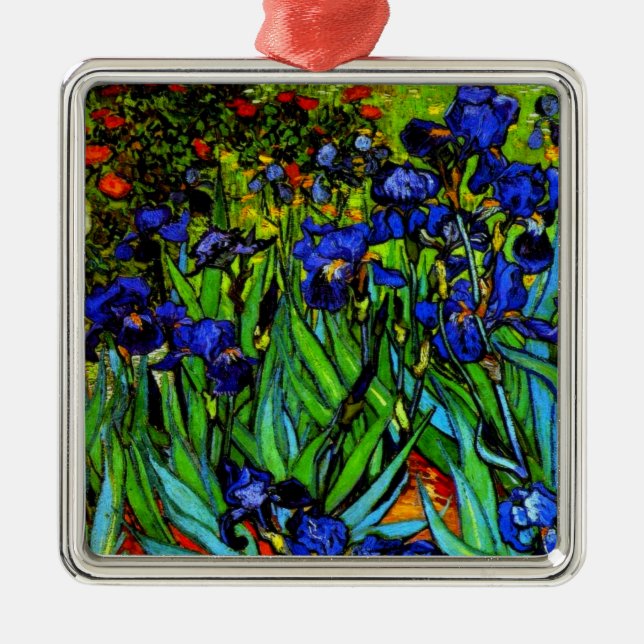 Irises, Van Gogh's famous floral painting Metal Ornament (Front)