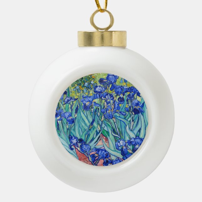 Irises  Vincent van Gogh    Ceramic Ball Christmas Ornament (Front)