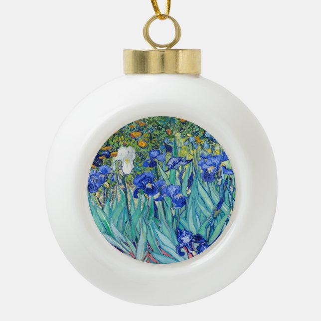 Irises  Vincent van Gogh   Ceramic Ball Christmas Ornament (Front)