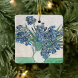 Irises | Vincent van Gogh Ceramic Ornament<br><div class="desc">Irises (1890) | Original artwork by Dutch post-impressionist artist Vincent Van Gogh (1853-1890). The painting depicts a still life with a full bouquet of blue flowers on a green tabletop against a creamy white background.

Use the design tools to add custom text or personalise the image.</div>