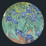 Irises | Vincent van Gogh Classic Round Sticker<br><div class="desc">Irises (1889) by Dutch post-impressionist artist Vincent Van Gogh. Original landscape painting is an oil on canvas showing a garden of blooming iris flowers. 

Use the design tools to add custom text or personalise the image.</div>