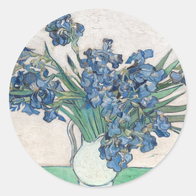 Irises | Vincent van Gogh Classic Round Sticker (Front)