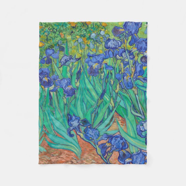 Irises Vincent van Gogh Fleece Blanket (Front)
