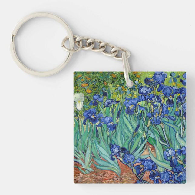 Irises Vincent van Gogh Flower Field Painting Art Key Ring (Front)