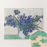 Irises, Vincent van Gogh  Jigsaw Puzzle<br><div class="desc">In May 1890,  just before he checked himself out of the asylum at Saint-Rémy,  Van Gogh painted four exuberant bouquets of spring flowers,  the only still life of any ambition he had undertaken during his yearlong stay: two of irises,  two of roses,  in contrasting colour schemes and formats.</div>
