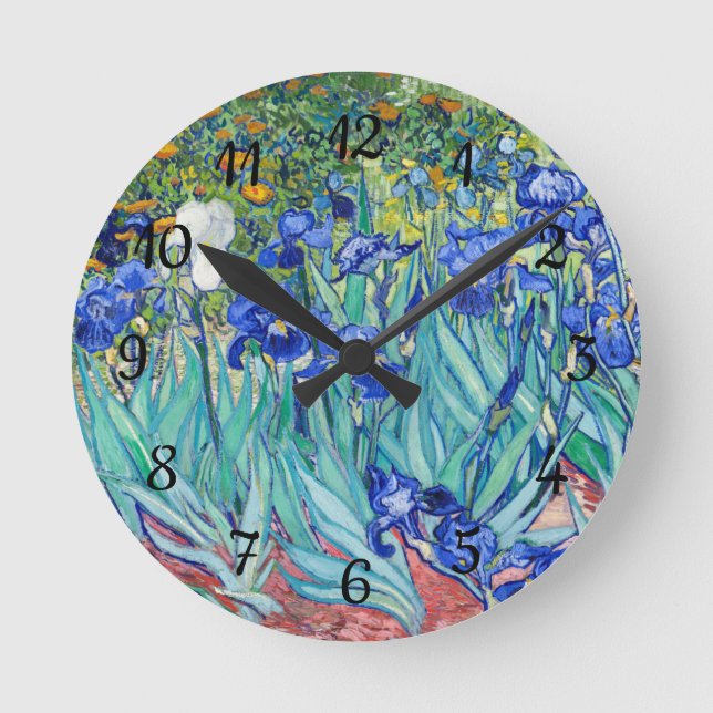 Irises  Vincent van Gogh  Round Clock (Front)