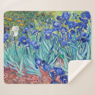 Irises Vincent van Gogh Sherpa Blanket