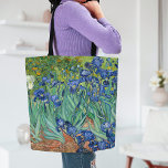 Irises | Vincent van Gogh Tote Bag<br><div class="desc">Irises (1889) by Dutch post-impressionist artist Vincent Van Gogh. Original landscape painting is an oil on canvas showing a garden of blooming iris flowers. 

Use the design tools to add custom text or personalise the image.</div>