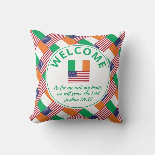 IRISH-AMERICAN Custom Christian Welcome Cushion (Front)
