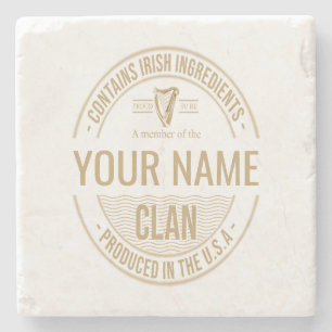 Irish American Custom Family Clan Name Stone Coaster
