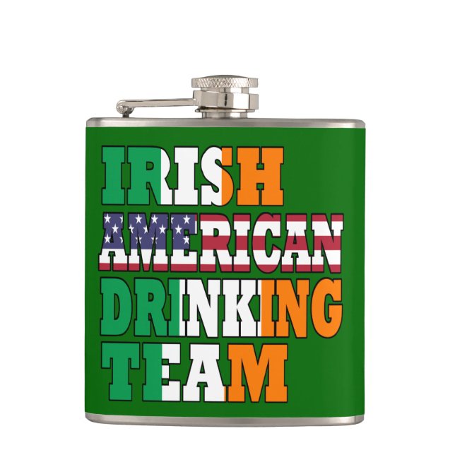 Irish American drinking team Hip Flask (Front)