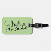 Irish American Entwined Heart Luggage Tag Template