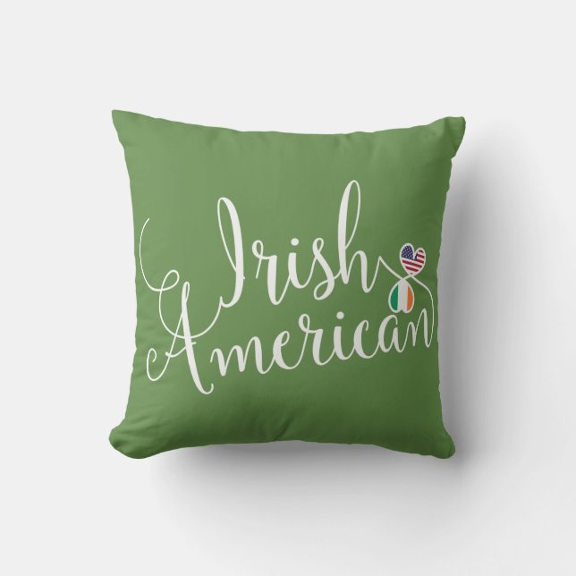 Irish American Entwined Hearts Throw Cushion (Front)