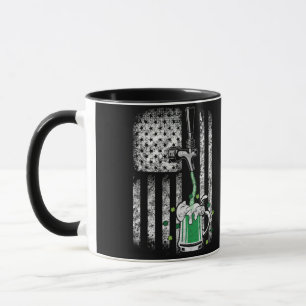 Irish American Flag Beer Shamrock St Patrick's Mug