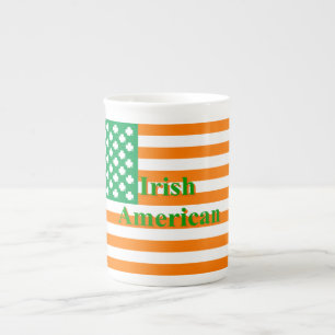 Irish american flag bone china mug
