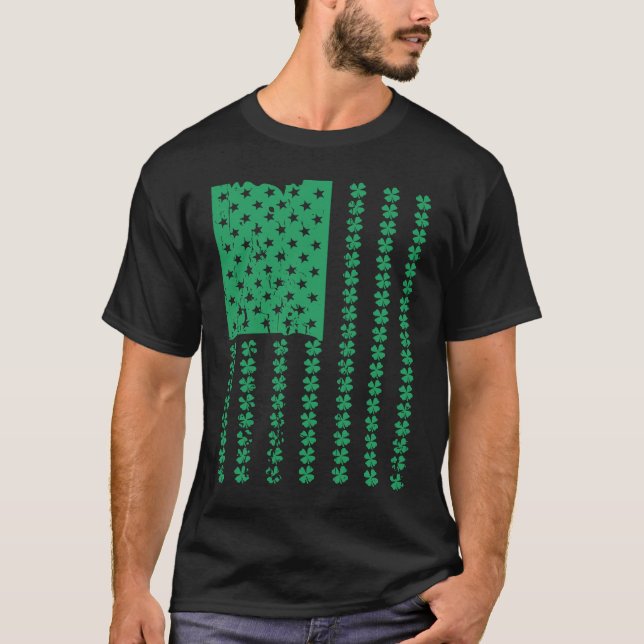 Irish American Flag C St Patricks Day Shamrock  1 T-Shirt (Front)