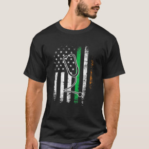 Irish American Flag Doctor Nurse St. Patrick's Day T-Shirt