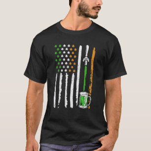 Irish American Flag Draft Beer Shamrock St Patrick T-Shirt
