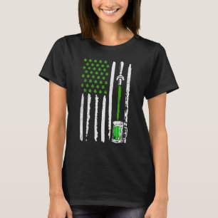 Irish American Flag Draught Beer Shamrock St Patri T-Shirt