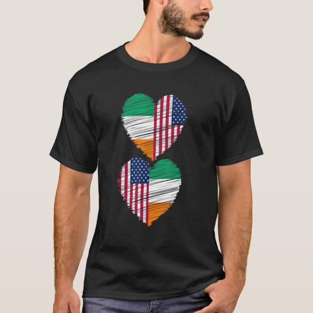 Irish American Flag Heart Dual Citizen Pride_3 T-Shirt (Front)