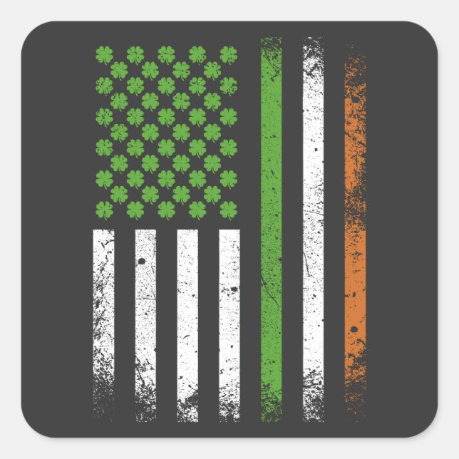 Irish American Flag Ireland Flag Square Sticker (Front)