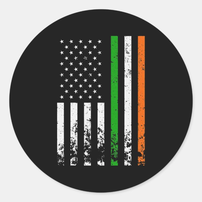Irish American Flag Ireland Flag ST PATRICKS DAY Classic Round Sticker (Front)