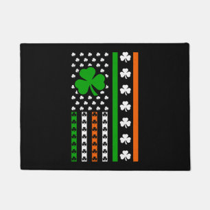 Irish American Flag Ireland Lucky Clover Shamrocks Doormat