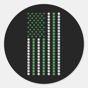 Irish American Flag Ireland Shamrock St Patricks D Classic Round Sticker