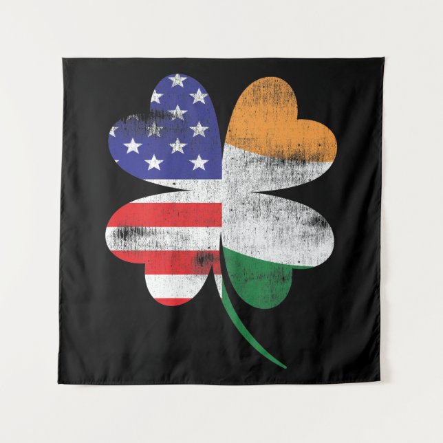 IRISH AMERICAN FLAG Ireland Shamrock Tapestry (Front)