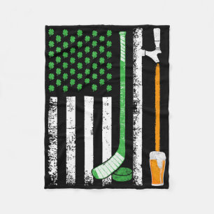 Irish American Flag Ireland St Patricks Day Beer I Fleece Blanket