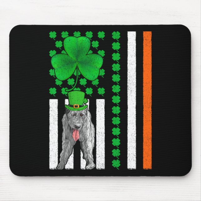 Irish American Flag Irish Wolfhound Dog St Patrick Mouse Pad (Front)