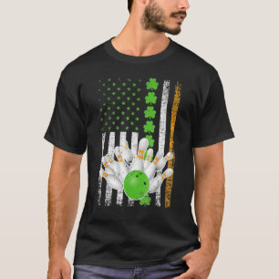 Irish American Flag Lucky Bowling St Patrick S Day T-Shirt