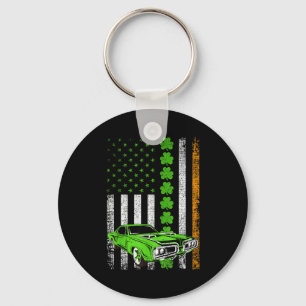 Irish American Flag Lucky Car Racing St. Patrick's Key Ring