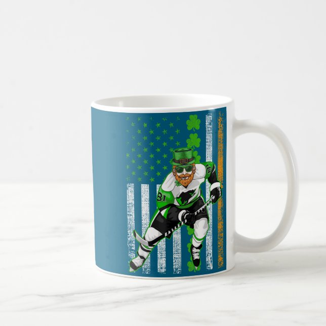 Irish American Flag Lucky Hockey St. Patrick's Day Coffee Mug (Right)
