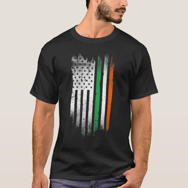 Irish American flag Patrick's day cool Ireland fla T-Shirt (Front)