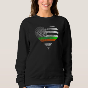 Irish American flag Patrick's day love heart Irela Sweatshirt