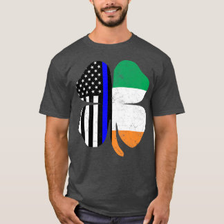 Irish American Flag Police Officer St Patricks Day T-Shirt