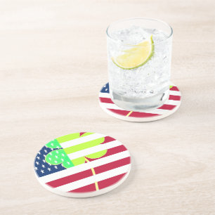 Irish American Flag Shamrock Clover St. Patrick Coaster