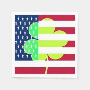 Irish American Flag Shamrock Clover St. Patrick Napkin