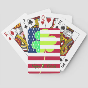 Irish American Flag Shamrock Clover St. Patrick Playing Cards