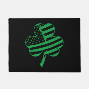 Irish American Flag Shamrock For Doormat