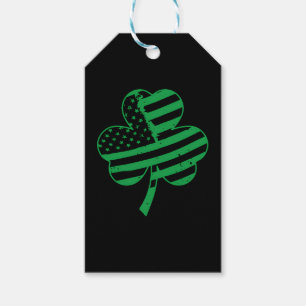 Irish American Flag Shamrock For Gift Tags